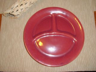 Vintage Bauer Pottery Plainware Burgundy/maroon Grill Plate