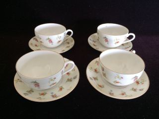 Occupied Japan China Tea / Coffee Cup & Saucer Floral Cherry China Set Of 4