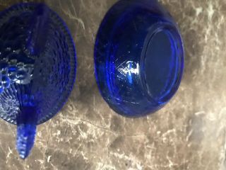 Cobalt Blue Glass Small Hen on the Nest Covered Salt Dip 3”W 2”H 3
