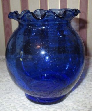 Cobalt Blue Rose Bowl Vase Bubbles
