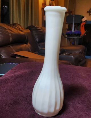 CLG Co (Carr - Lowrey Glass Co) white milk glass bud vase with scalloped top. 2