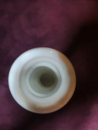 CLG Co (Carr - Lowrey Glass Co) white milk glass bud vase with scalloped top. 3