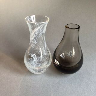 2 Small Caithness Scotland Glass Vases