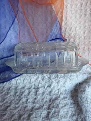Vintage Star Of David Anchor Hocking Prescut Glass Butter Dish With Lid