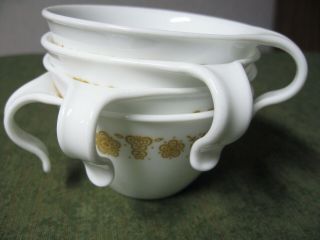 Set Of 4 Vintage Corelle Butterfly Gold Hook Handle Cups Hanging Tea Mugs