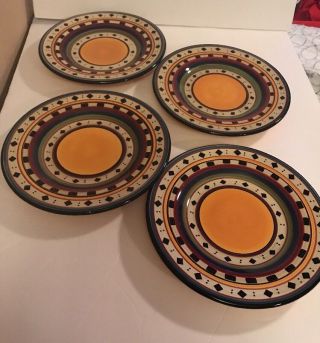 Set Of 4 Tabletops Gallery Argentina 8 1/2 " Salad Plates Hand Painted & Crafted