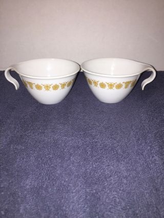 Vintage Corelle Butterfly Gold Set Of 2 Coffee Tea Cups Mugs Hook Handles
