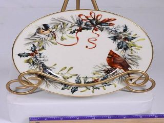 Lenox Porcelain Holiday WINTER GREETINGS Ivory & 22 KT Cardinal Birds Plate 8 