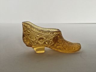 Vintage Collectible Victorian Fenton Amber Glass Shoe Daisy And Button