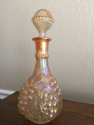 Vintage Wine Decanter In Iridescent Marigold Carnival Glass