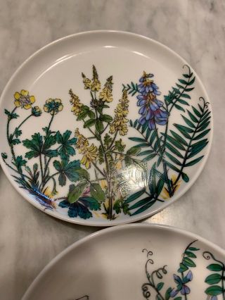 AK Kaiser West Germany 5 Porcelain Mini Flower Fruit Plates/Coasters Euc Vtg 3