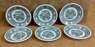 Six Small Vintage Plates,  Dorset,  By Wood & Sons Burslem,  England,  Green & White