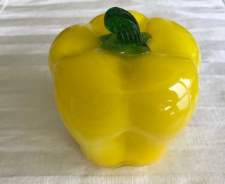 Vtg Murano Hand Blown Glass Fruit Vegetable Yellow Bell Pepper