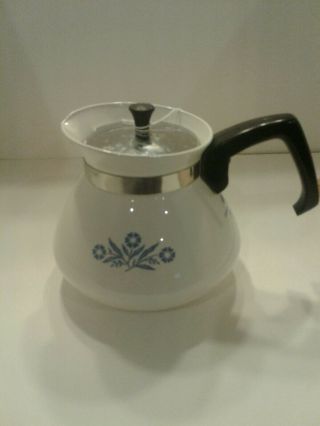 Vintage Corning Ware P - 104 Cornflower Blue 6 Cup Tea Put Coffee Kettle Euc