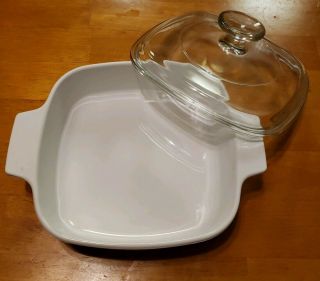 Vintage Corning Ware Plain White A - 1 - B 1 Liter Casserole Dish With Lid