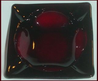 Royal Ruby Square Depression Glass Ashtray/anchor Hocking/4.  5 "