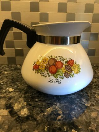 Corning Ware P - 104 Spice Of Life 6 Cup Stove Top Tea Pot Coffee Kettle No Lid