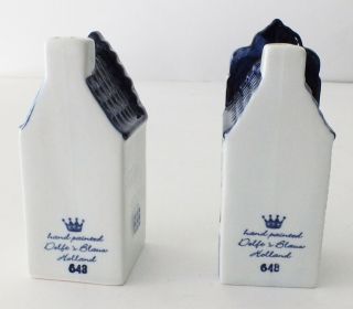 Delft ' s Blauw Blue Dutch House Holland Salt & Pepper Shakers 648 Handpainted 3