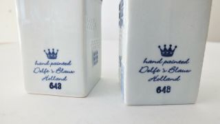 Delft ' s Blauw Blue Dutch House Holland Salt & Pepper Shakers 648 Handpainted 4