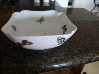 Limoges " Chamart France " 6 " Square Bowl W Hp Butterflies
