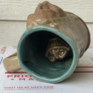 Vintage Jim Rumph Pottery 3d Ogre Troll Face Mug Stein W/ Frog Inside