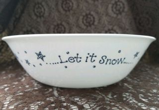 Vintage Corelle Serving Bowl Let It Snow Snowflakes Winter Holiday 8.  5 "