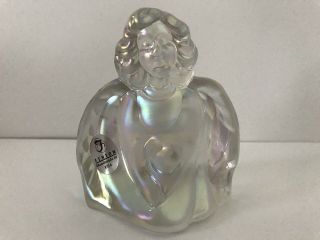 Fenton Glass Clear Iridescent Carnival Glass Angel Figurine
