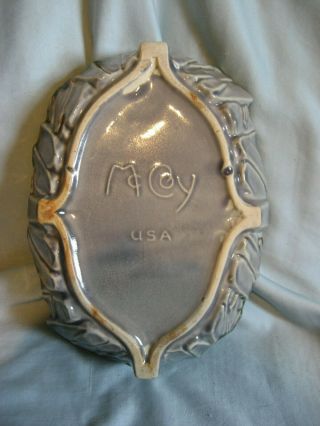 1950s McCoy Green/ Gray Leaves Oval Bulb Planter Dish Art Pottery 11.  5 