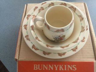 Vintage 1968 - 1975 Royal Doulton Bunnykins 3 Piece Childs Set Cup