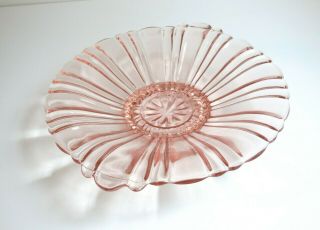 Vintage Pale Pink Pressed Glass Shallow Candy Nut Bowl Dish With Fluted Rim