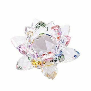 3.  4 Inch Rainbow Crystal Lotus Flower With Gift Box For Feng Shui Home Decor Xy