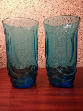 1970’s Anchor Hocking Colonial Tulip Blue Glass Tumblers 5 In.
