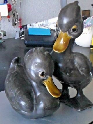Lg Pr.  Mid Century,  Ceramic Pottery Duck Figurines Made In Usa,  Anthony,  125 &6