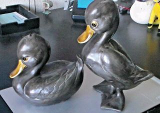 LG Pr.  Mid Century,  Ceramic Pottery Duck Figurines Made In USA,  Anthony,  125 &6 3