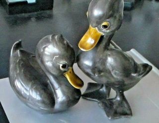 LG Pr.  Mid Century,  Ceramic Pottery Duck Figurines Made In USA,  Anthony,  125 &6 4