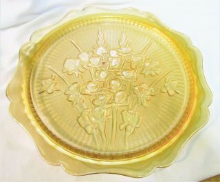 Vtg Jeannette Glass Iris Carnival Iridescent 12 " Platter Marigold Color
