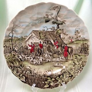 Johnson Bros Tally Ho Dinner Plate “stirrup Cup” English Hunting Scene Discontin