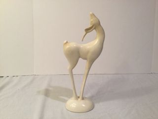 Vintage Roselane Pasadena Deer Figurine - Mid Century Modern 12” Cream White