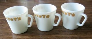 Corelle Butterfly Gold Pyrex Cups Mugs Set Of Three