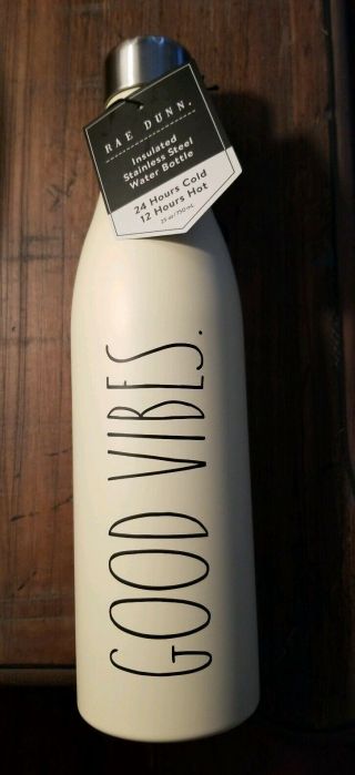 Rae Dunn “good Vibes” Insulated Stainless Steel Water Bottle 25oz