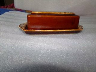 Vintage Hull Pottery Butter Dish - Brown Drip Glaze,  Oven Proof 8 "