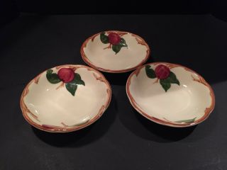 3 Vintage Hand Painted Franciscan Apple Berry/fruit Bowls 1940 - 47 Usa Ca