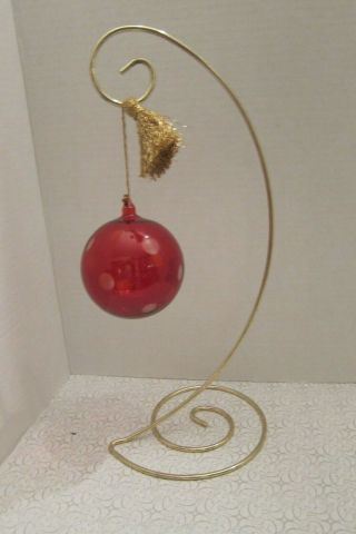 Vintage Red Hand Blown Glass Christmas Ornament 3 1/2