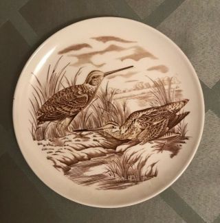 Set of Two (2) Copeland Spode China Game Birds Brown 7 & 28 Bread Butter Plates 2