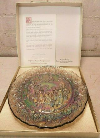 Vtg 1977 Imperial Glass Corp.  12 Days O Christmas Plate 8 Eight Maids A - Milking