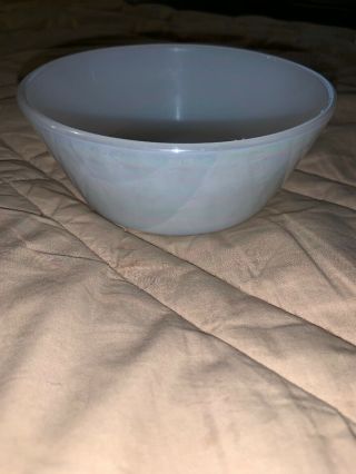 Vintage White 5” Federal Milk Glass Moonglow " Heat Proof " Bowl Iridescent U.  S.  A.