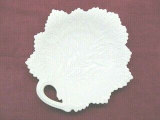 Vintage Fenton Opaque White Milk Glass Leaf Shape Large Plate 10 - 1/2” Wide - EUC 2