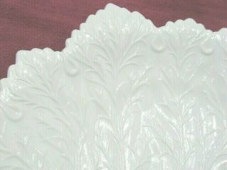 Vintage Fenton Opaque White Milk Glass Leaf Shape Large Plate 10 - 1/2” Wide - EUC 4