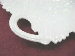 Vintage Fenton Opaque White Milk Glass Leaf Shape Large Plate 10 - 1/2” Wide - EUC 5