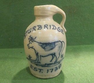 Maple City Pottery Small Stoneware Crock Jug Cobalt Cow Sturbridge Est 1738